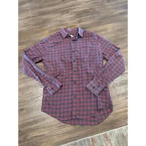 Faherty Mens Faded Red/Blue Plaid Button Down Sz Sm Shirt EUC